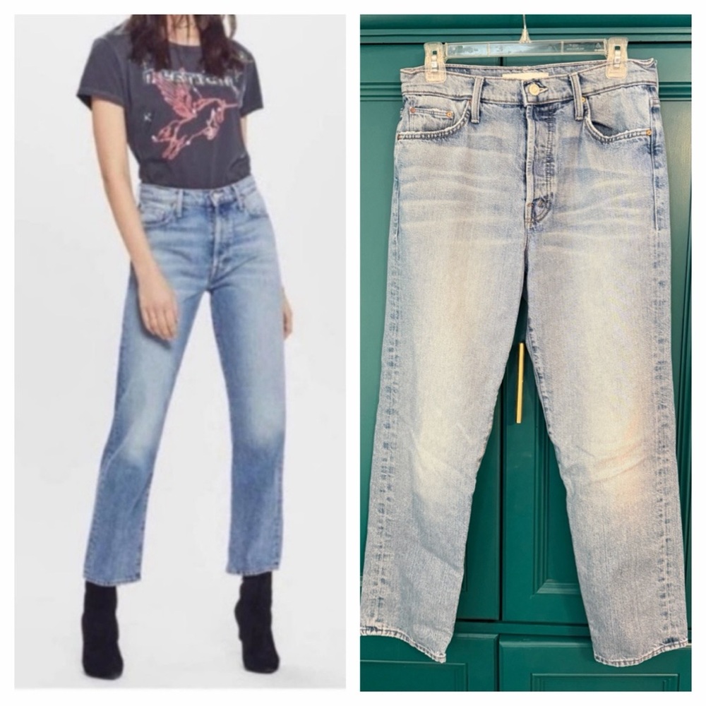Mother Superior Huffy Flood Straight-Leg Jeans — Light Wash Wicked Size 28